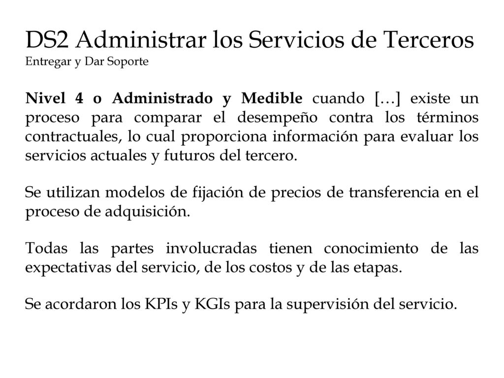 DS2 Administrar los Servicios de Terceros Entregar y Dar Soporte