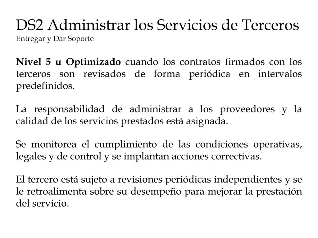 DS2 Administrar los Servicios de Terceros Entregar y Dar Soporte