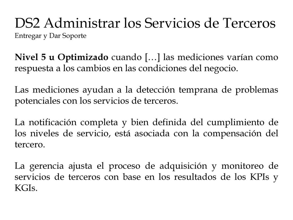 DS2 Administrar los Servicios de Terceros Entregar y Dar Soporte