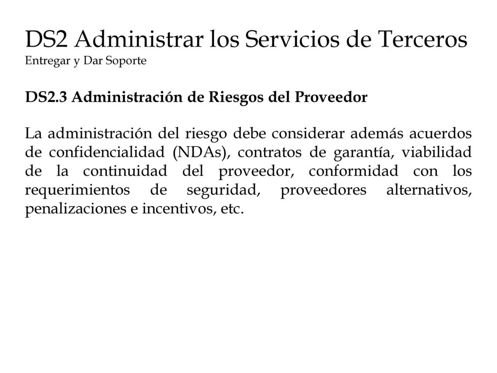 DS2 Administrar los Servicios de Terceros Entregar y Dar Soporte
