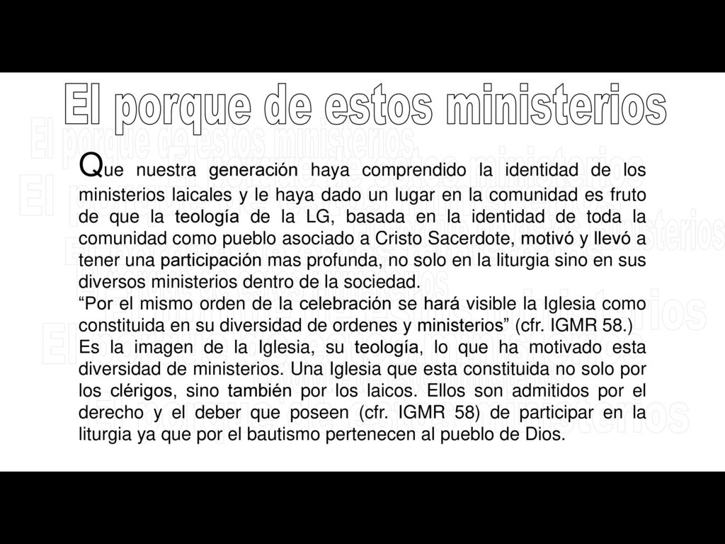 El porque de estos ministerios El porque de estos ministerios