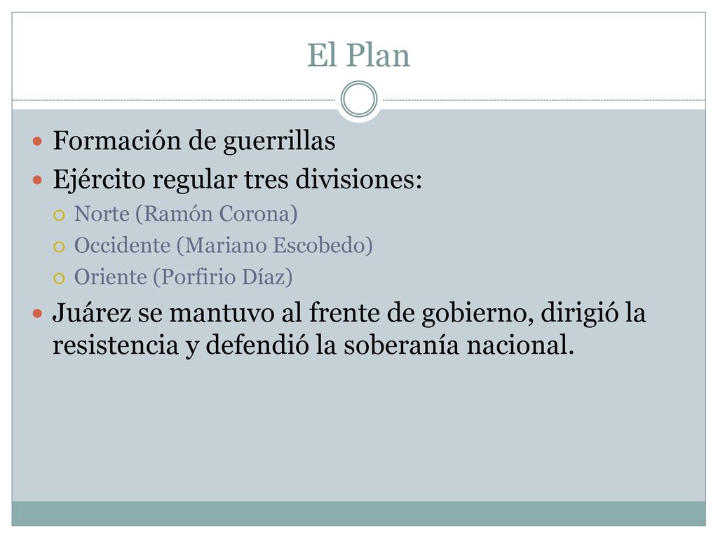 El Plan Formación de guerrillas Ejército regular tres divisiones: