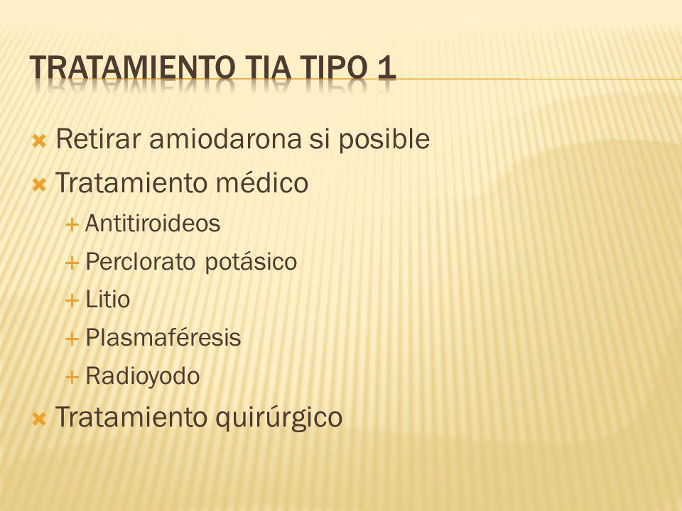 Tratamiento TIA tipo 1 Retirar amiodarona si posible