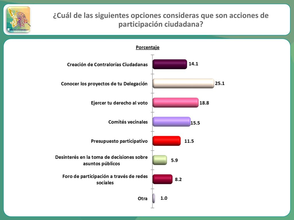 ¿Cuál de las siguientes opciones consideras que son acciones de participación ciudadana