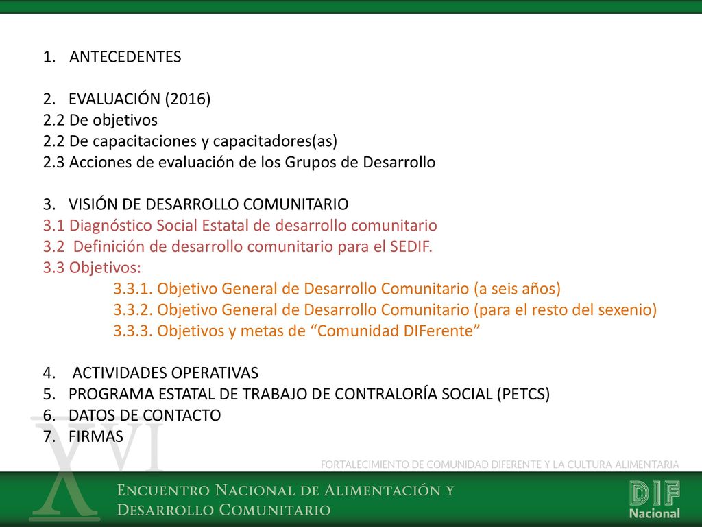 ANTECEDENTES 2. EVALUACIÓN (2016) 2.2 De objetivos. 2.2 De capacitaciones y capacitadores(as)