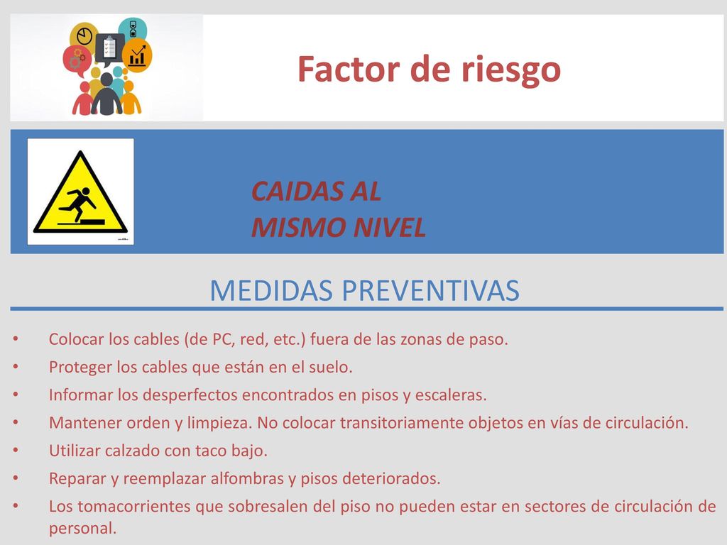 Factor de riesgo MEDIDAS PREVENTIVAS CAIDAS AL MISMO NIVEL