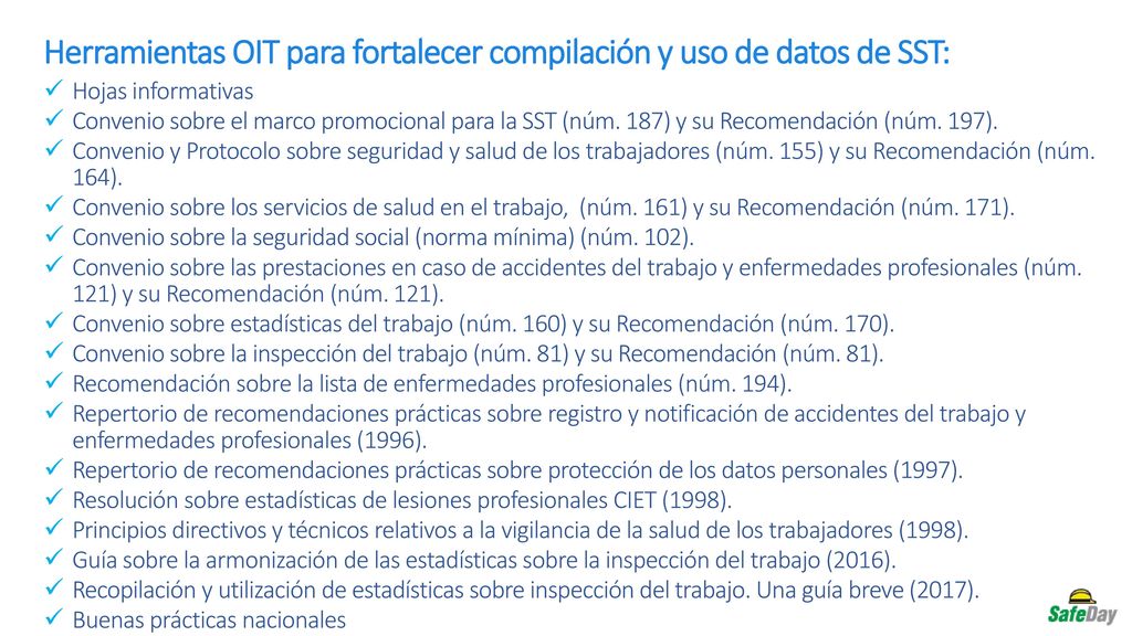 Herramientas OIT para fortalecer compilación y uso de datos de SST: