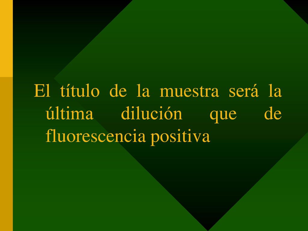 El título de la muestra será la última dilución que de fluorescencia positiva