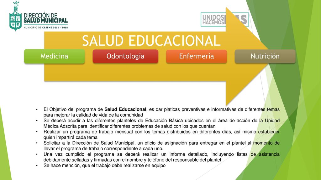 SALUD EDUCACIONAL Medicina Odontología Enfermería Nutrición