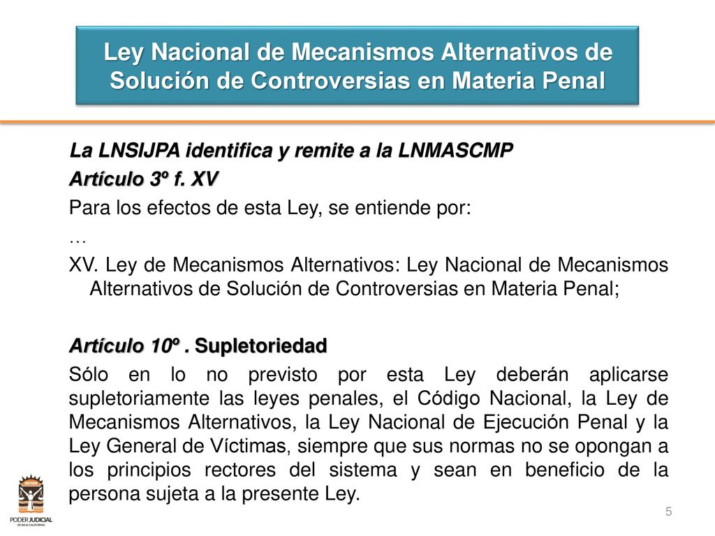 Ley Nacional de Mecanismos Alternativos de Solución de Controversias en Materia Penal