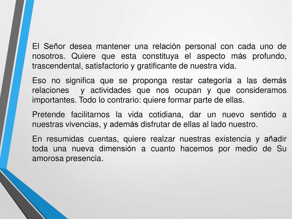 El Señor desea mantener una relación personal con cada uno de nosotros
