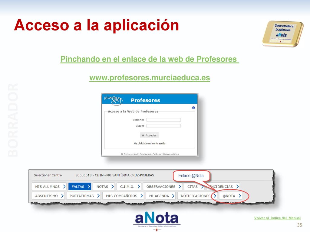 Pinchando en el enlace de la web de Profesores