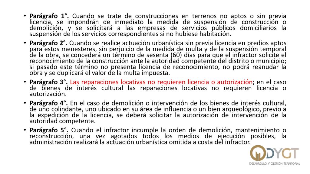 Parágrafo 1°. Cuando se trate de construcciones en terrenos no aptos o sin previa licencia, se impondrán de inmediato la medida de suspensión de construcción o demolición, y se solicitará a las empresas de servicios públicos domiciliarios la suspensión de los servicios correspondientes si no hubiese habitación.