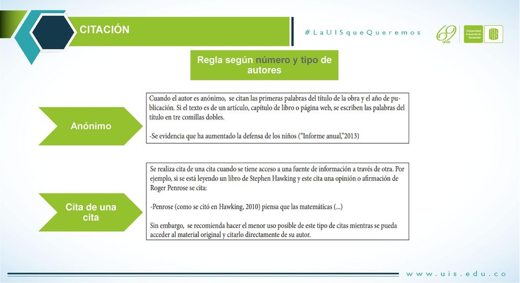 Regla según número y tipo de autores