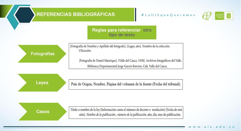 Reglas para referenciar otro tipo de texto