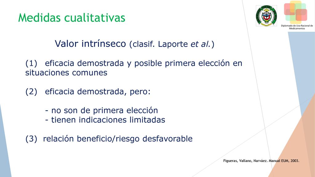 Medidas cualitativas Valor intrínseco (clasif. Laporte et al.)