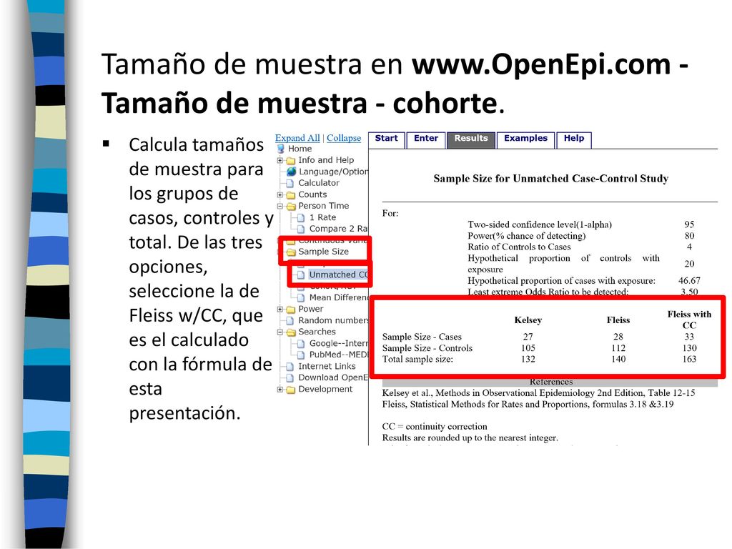 Tamaño de muestra en   - Tamaño de muestra - cohorte.