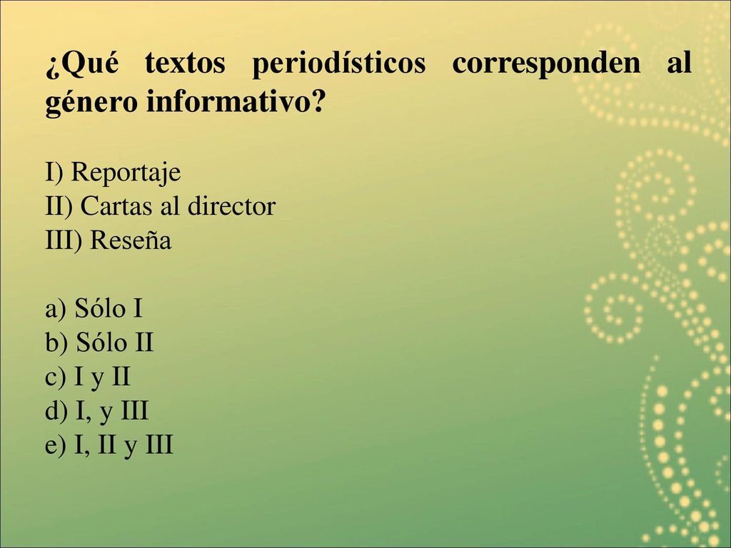 ¿Qué textos periodísticos corresponden al género informativo