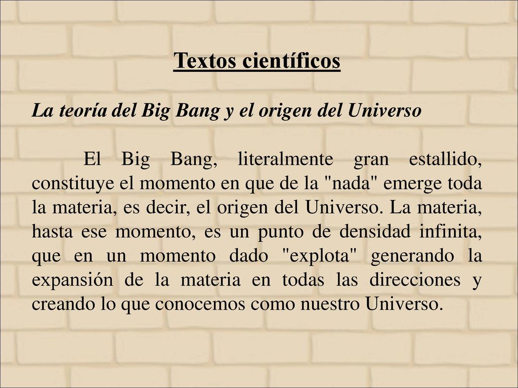 Textos científicos La teoría del Big Bang y el origen del Universo