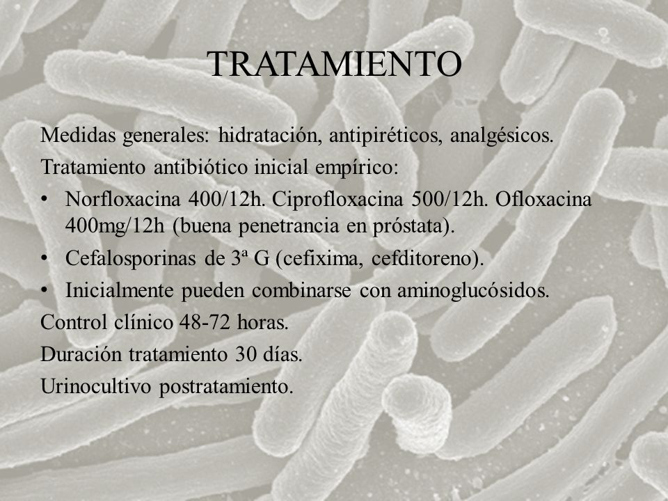 TRATAMIENTO Medidas generales: hidratación, antipiréticos, analgésicos. Tratamiento antibiótico inicial empírico: