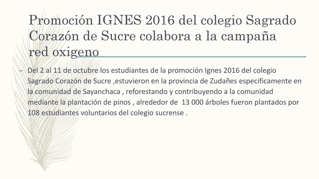 Promoción IGNES 2016 del colegio Sagrado Corazón de Sucre colabora a la campaña red oxigeno