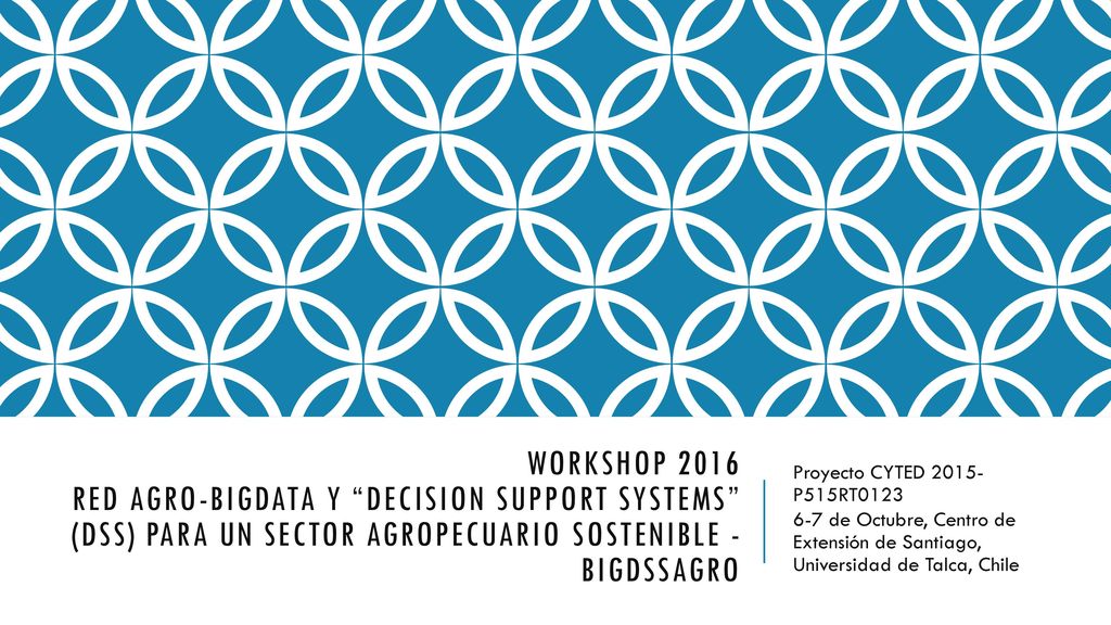 WORKSHOP 2016 RED Agro-BigData y Decision Support Systems (DSS) para un Sector Agropecuario Sostenible - BIGDSSAGRO
