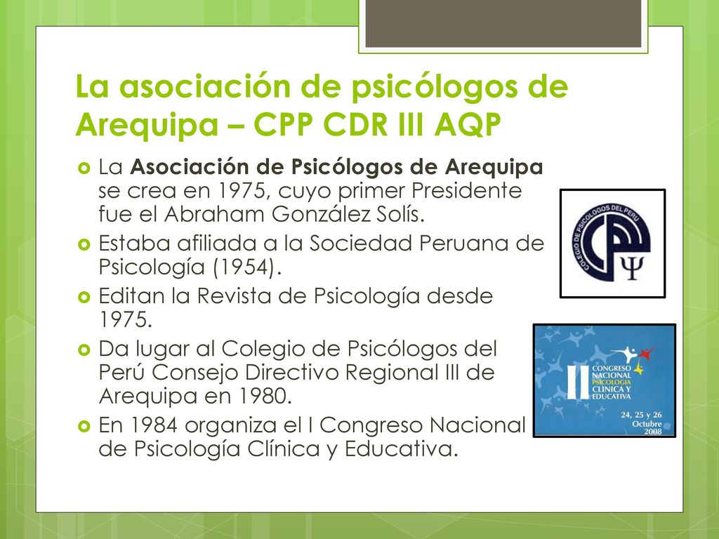 La asociación de psicólogos de Arequipa – CPP CDR III AQP