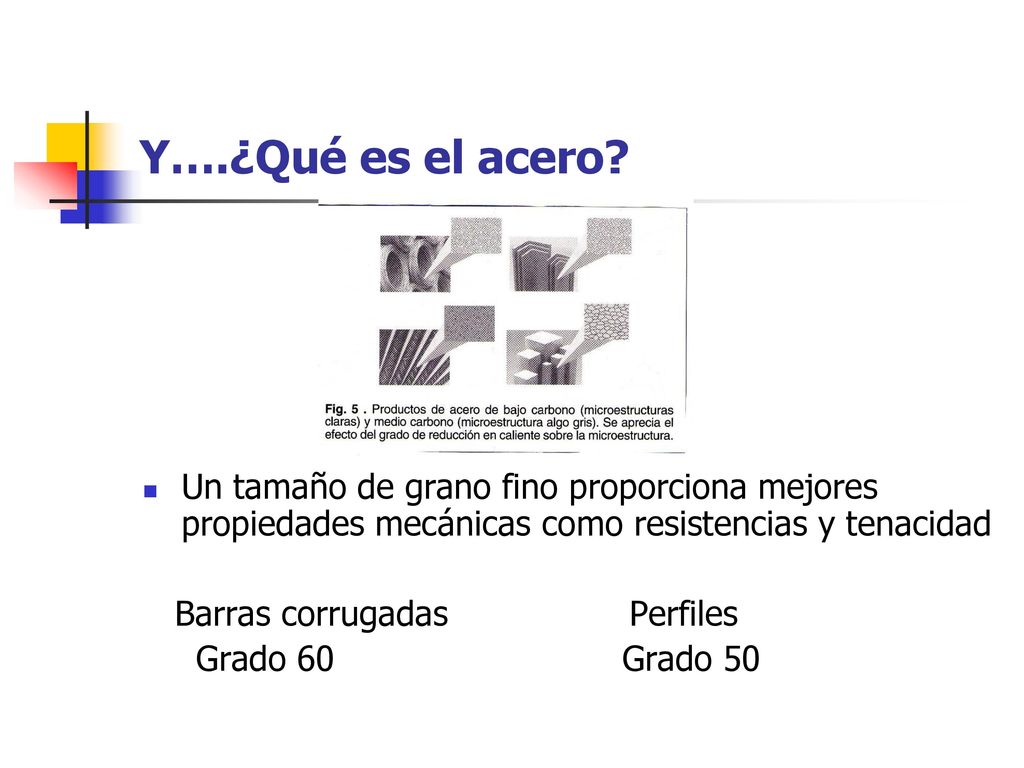 Y….¿Qué es el acero Un tamaño de grano fino proporciona mejores propiedades mecánicas como resistencias y tenacidad.