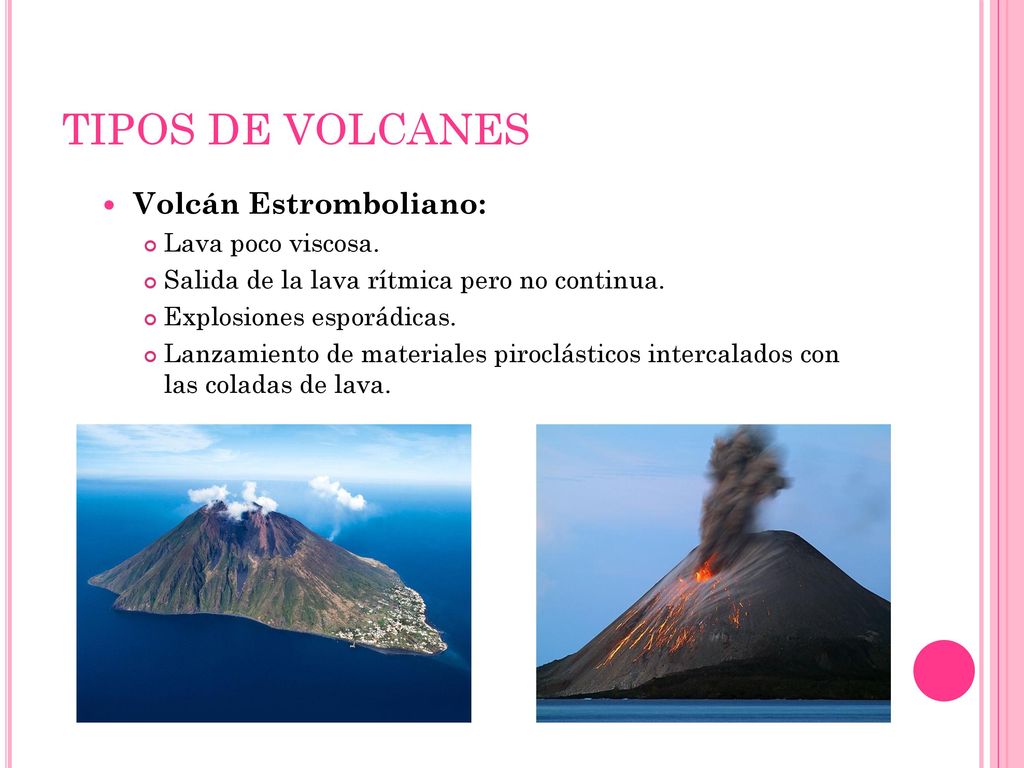TIPOS DE VOLCANES Volcán Estromboliano: Lava poco viscosa.