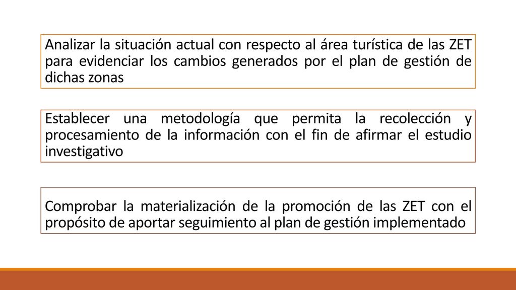 Analizar la situación actual con respecto al área turística de las ZET para evidenciar los cambios generados por el plan de gestión de dichas zonas