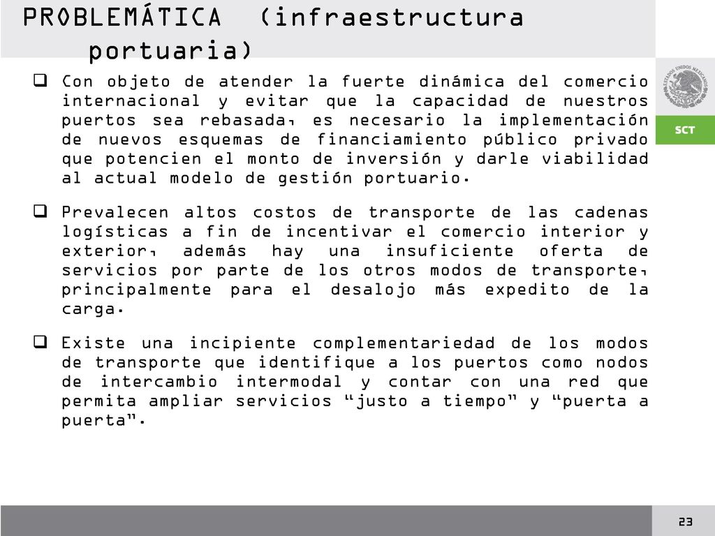 PROBLEMÁTICA (infraestructura portuaria)