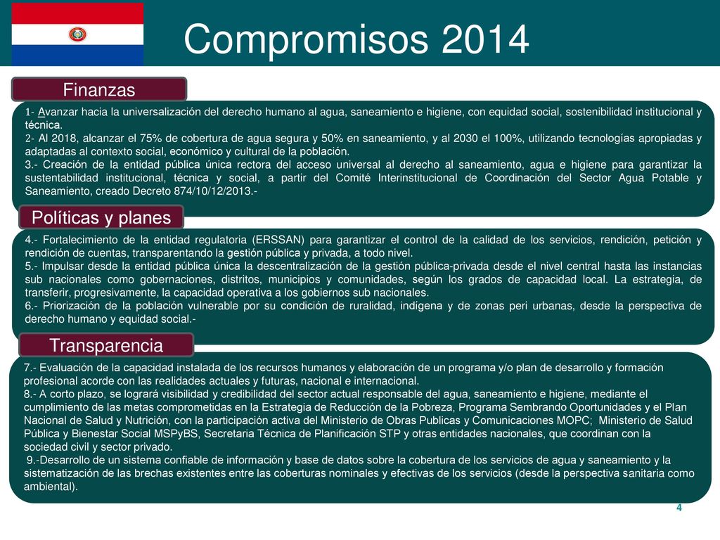 Compromisos 2014 Finanzas Políticas y planes Transparencia