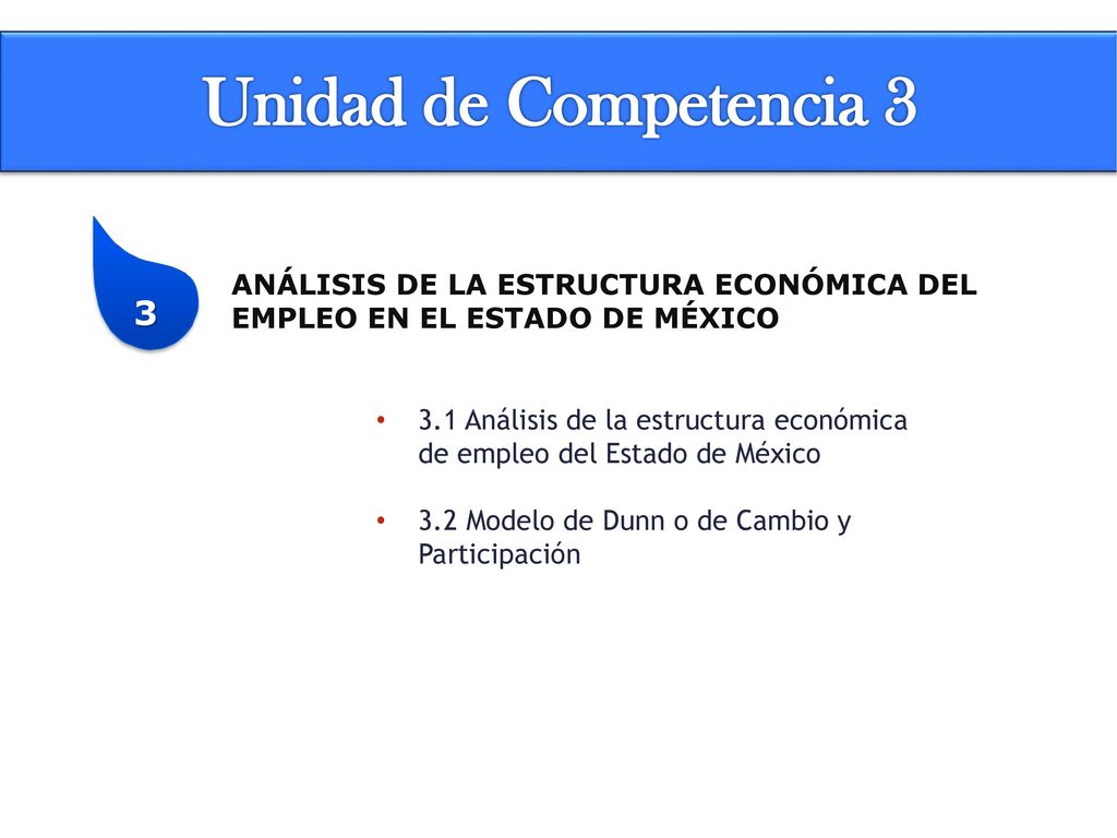 Unidad de Competencia 3 3. ANÁLISIS DE LA ESTRUCTURA ECONÓMICA DEL EMPLEO EN EL ESTADO DE MÉXICO.