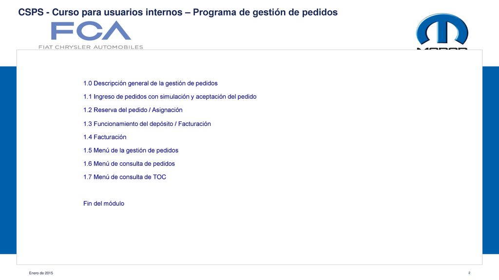 CSPS - Curso para usuarios internos – Programa de gestión de pedidos