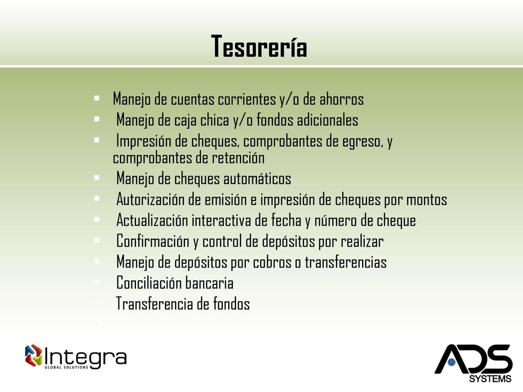 Tesorería Manejo de cuentas corrientes y/o de ahorros