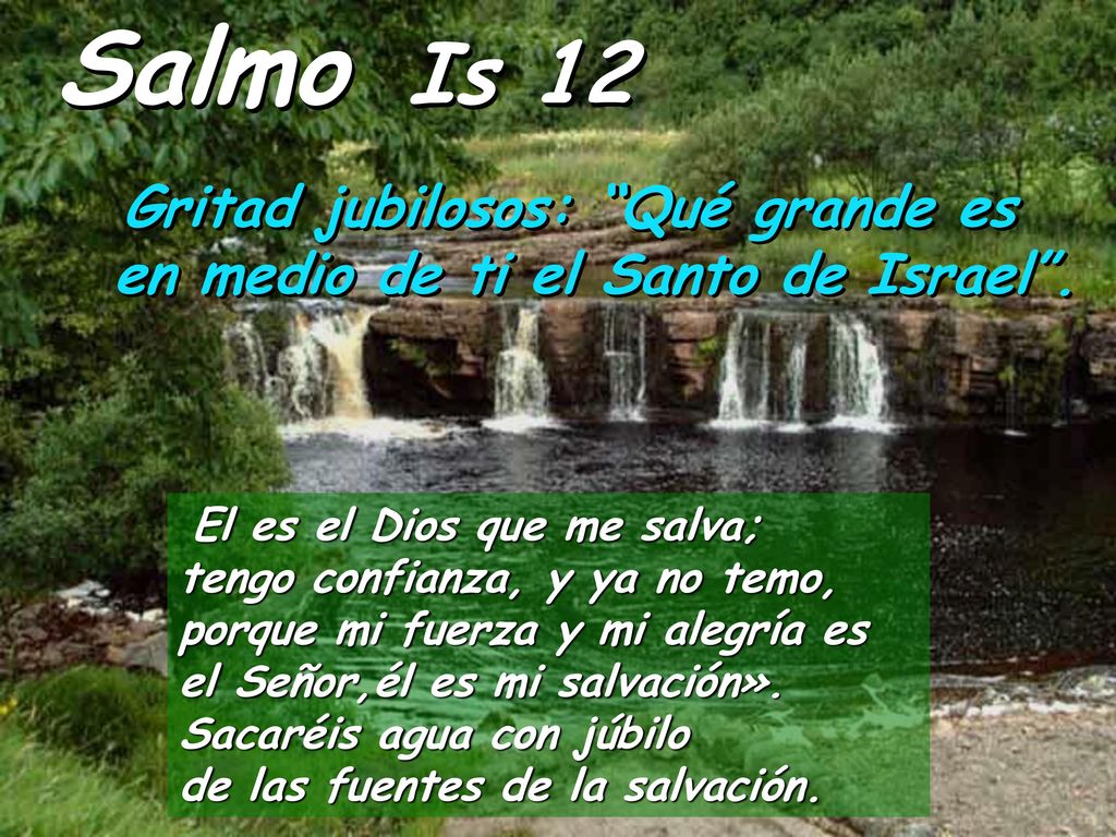 Salmo Is 12 Gritad jubilosos: Qué grande es en medio de ti el Santo de Israel .
