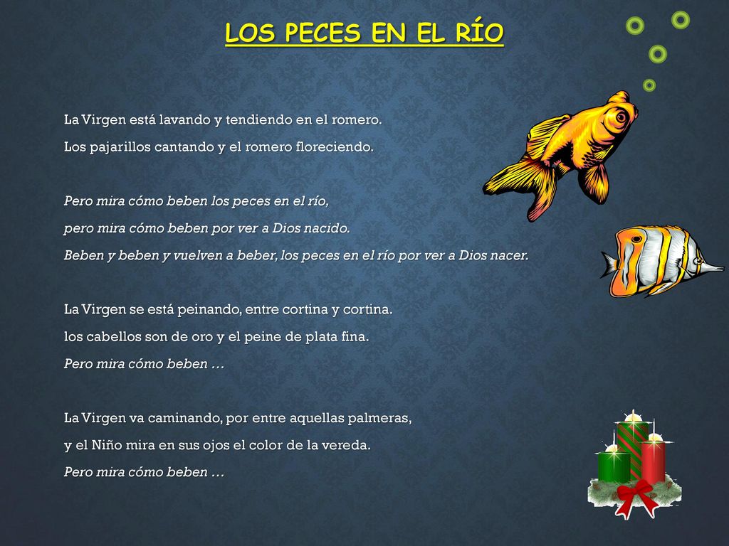 LOS PECES EN EL RÍO La Virgen está lavando y tendiendo en el romero.
