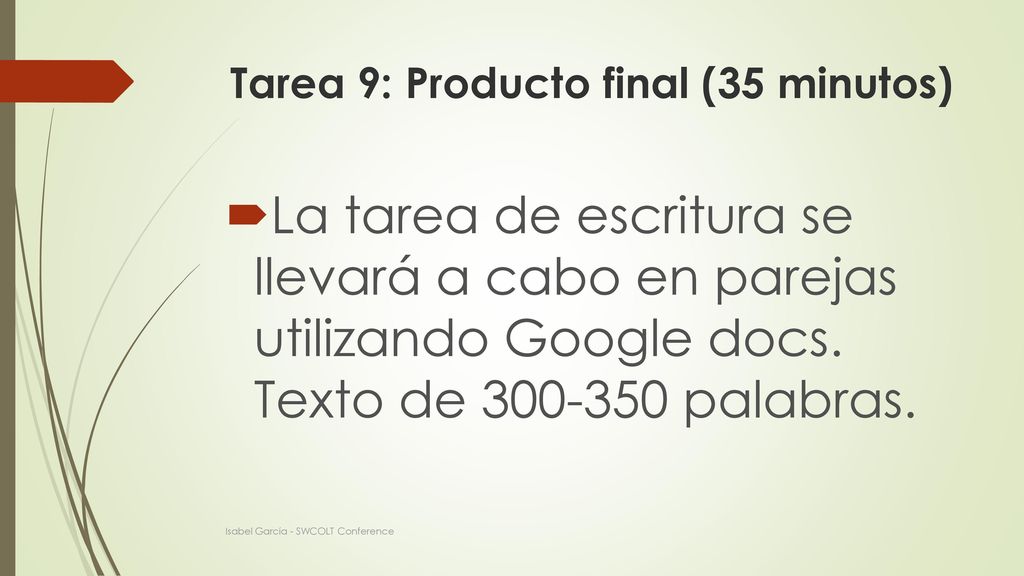 Tarea 9: Producto final (35 minutos)