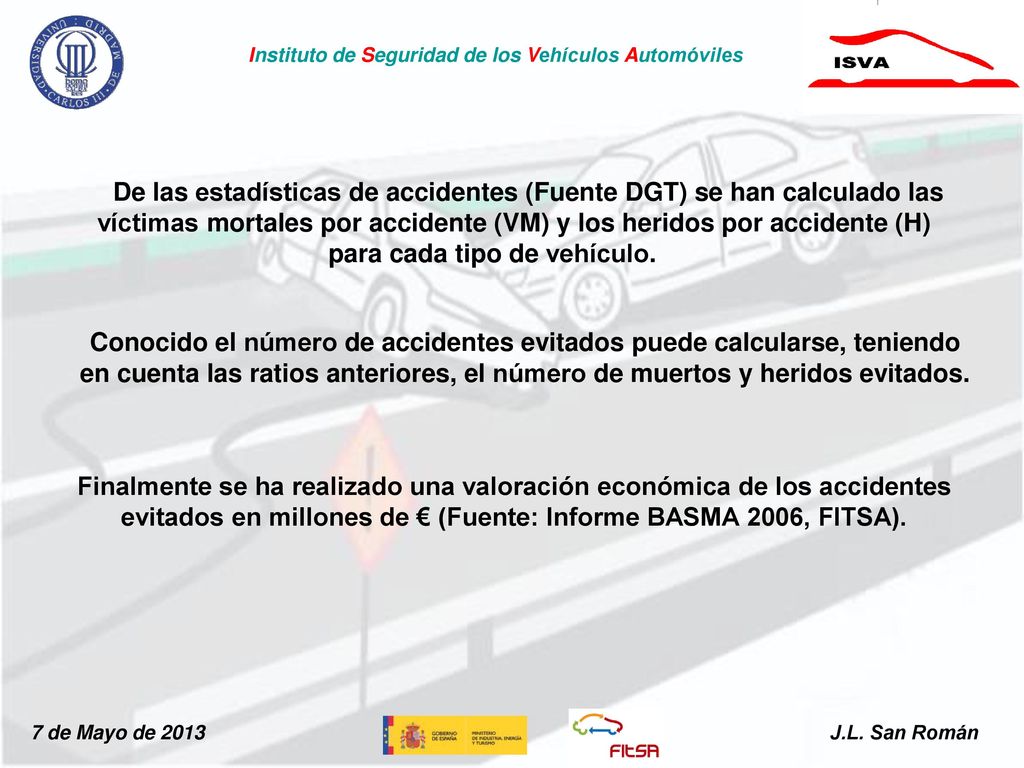 De las estadísticas de accidentes (Fuente DGT) se han calculado las