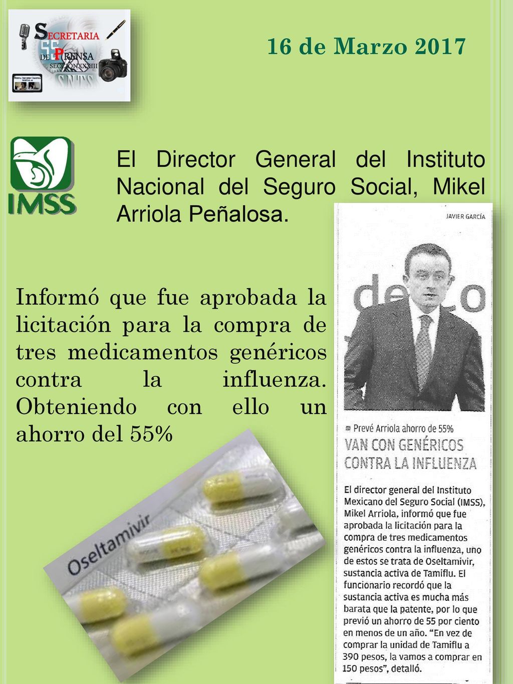 16 de Marzo 2017 El Director General del Instituto Nacional del Seguro Social, Mikel Arriola Peñalosa.