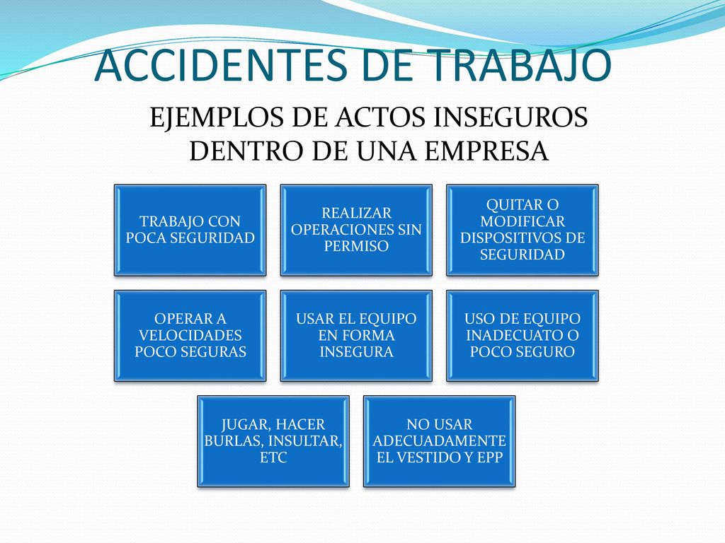 ACCIDENTES DE TRABAJO EJEMPLOS DE ACTOS INSEGUROS DENTRO DE UNA EMPRESA. TRABAJO CON POCA SEGURIDAD.
