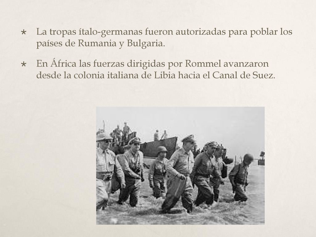 La tropas ítalo-germanas fueron autorizadas para poblar los países de Rumania y Bulgaria.