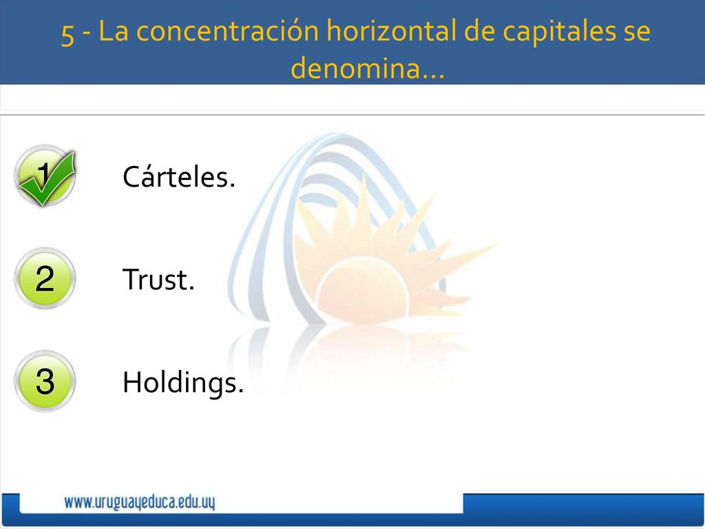5 - La concentración horizontal de capitales se denomina…