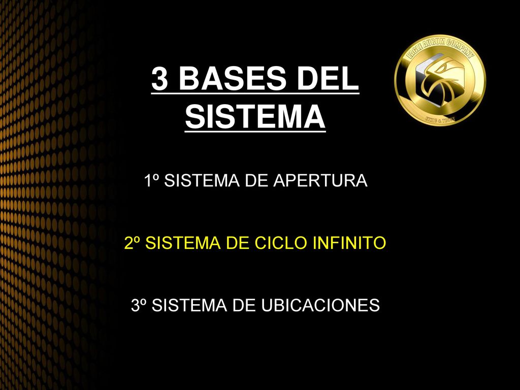 3 BASES DEL SISTEMA 1º SISTEMA DE APERTURA 2º SISTEMA DE CICLO INFINITO 3º SISTEMA DE UBICACIONES