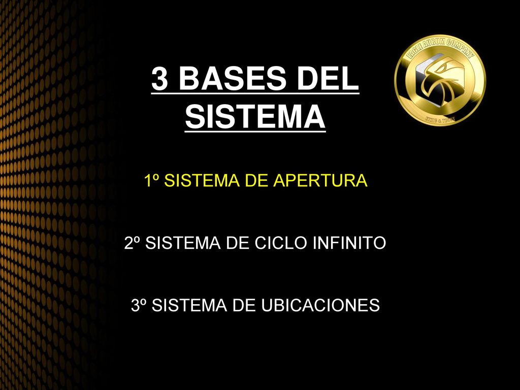 3 BASES DEL SISTEMA 1º SISTEMA DE APERTURA 2º SISTEMA DE CICLO INFINITO 3º SISTEMA DE UBICACIONES