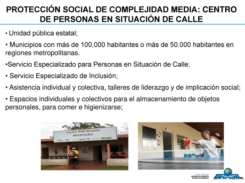 Protección Social de Complejidad Media: CENTRO DE PERSONAS EN SITUACIÓN DE CALLE
