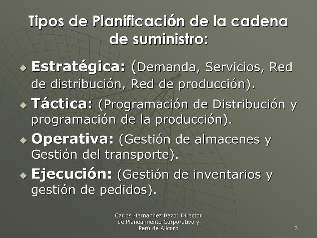 Tipos de Planificación de la cadena de suministro: