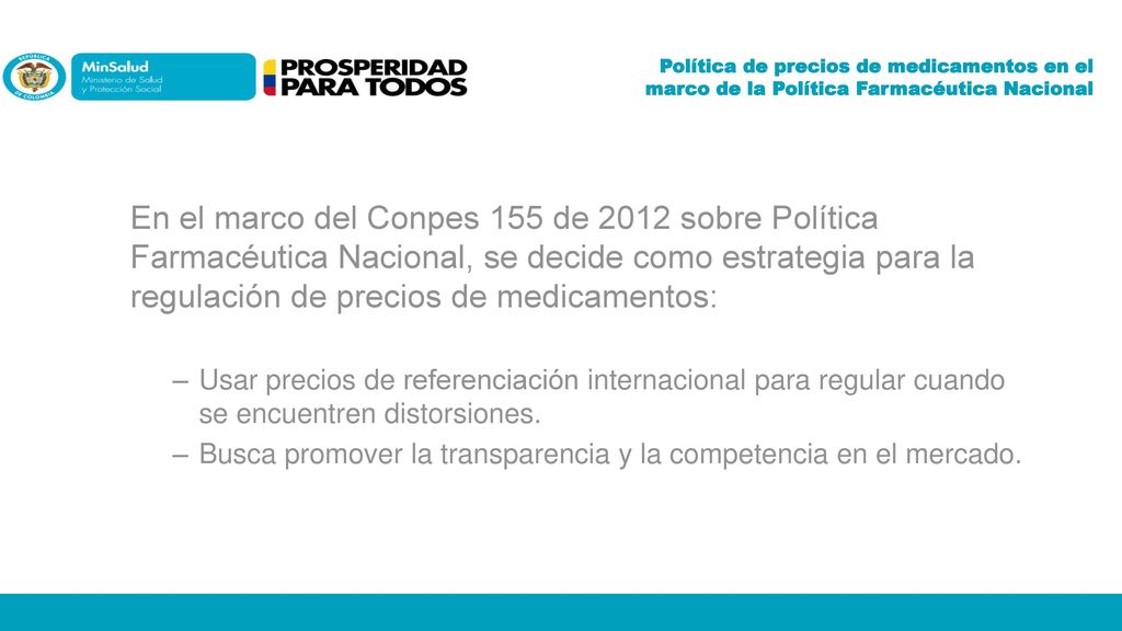 Política de precios de medicamentos en el marco de la Política Farmacéutica Nacional