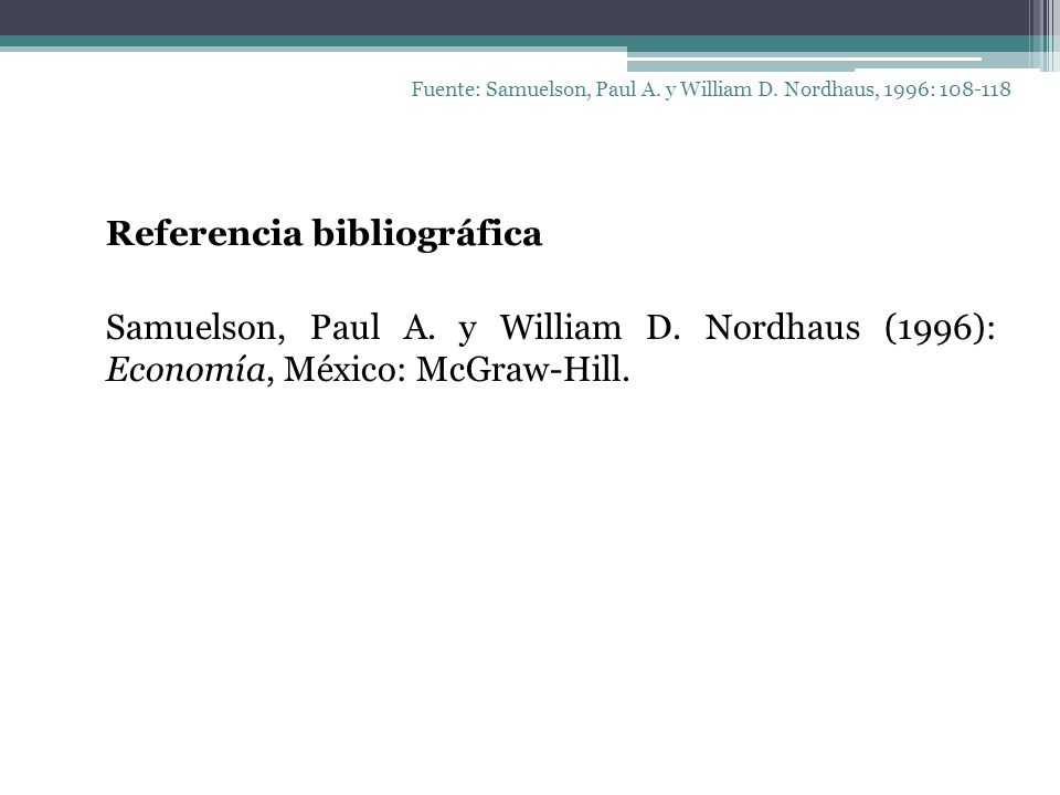 Fuente: Samuelson, Paul A. y William D. Nordhaus, 1996: