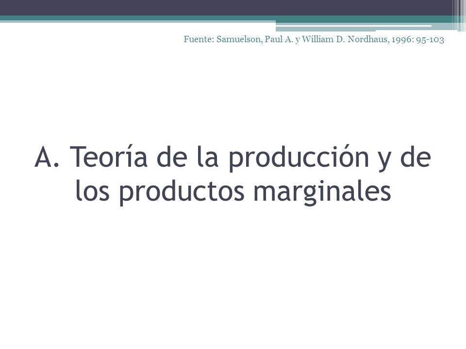 A. Teoría de la producción y de los productos marginales